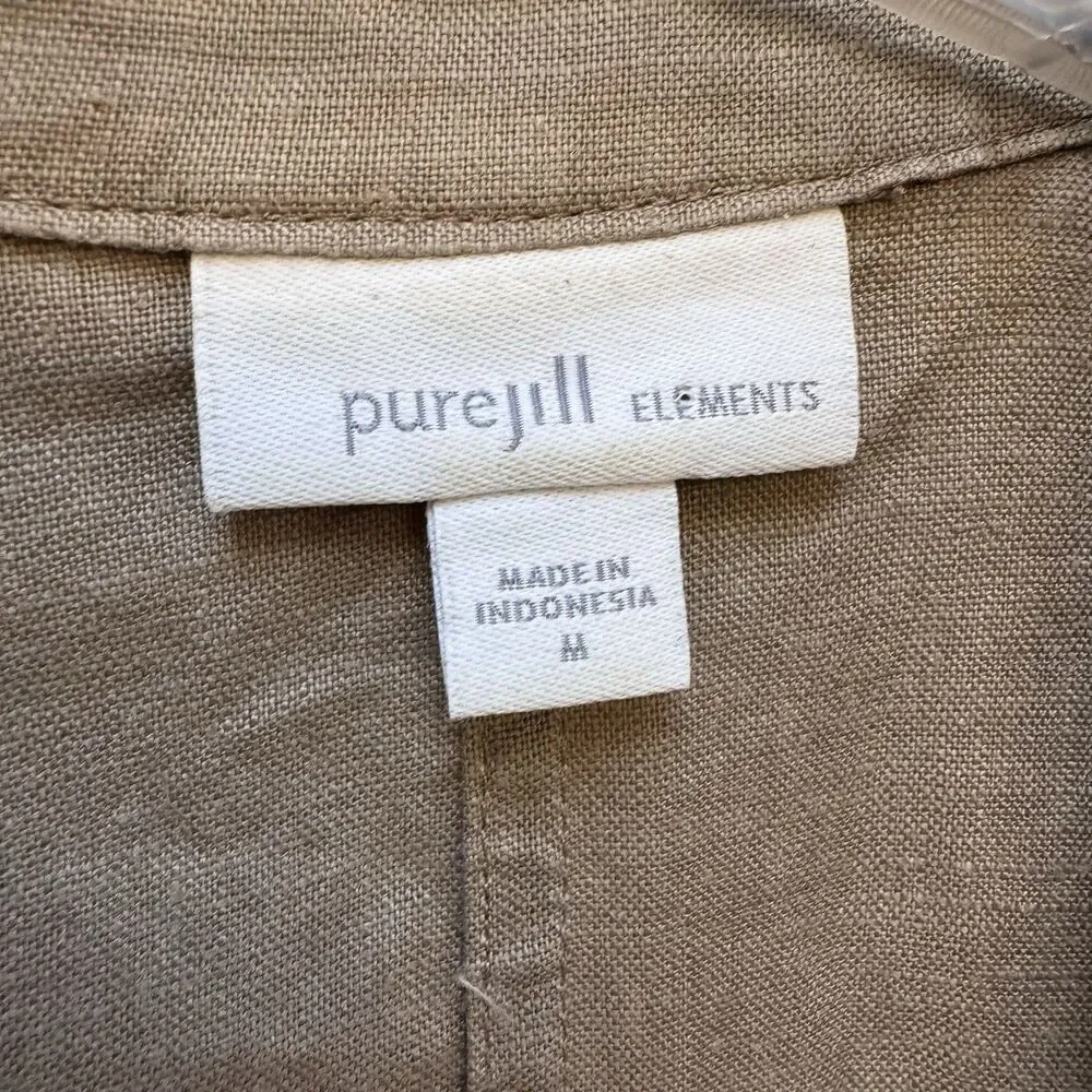 Pure Jill Elements 100% Linen Open Front Duster Jacket Women’s M Brown Lagenlook - Picture 4 of 9